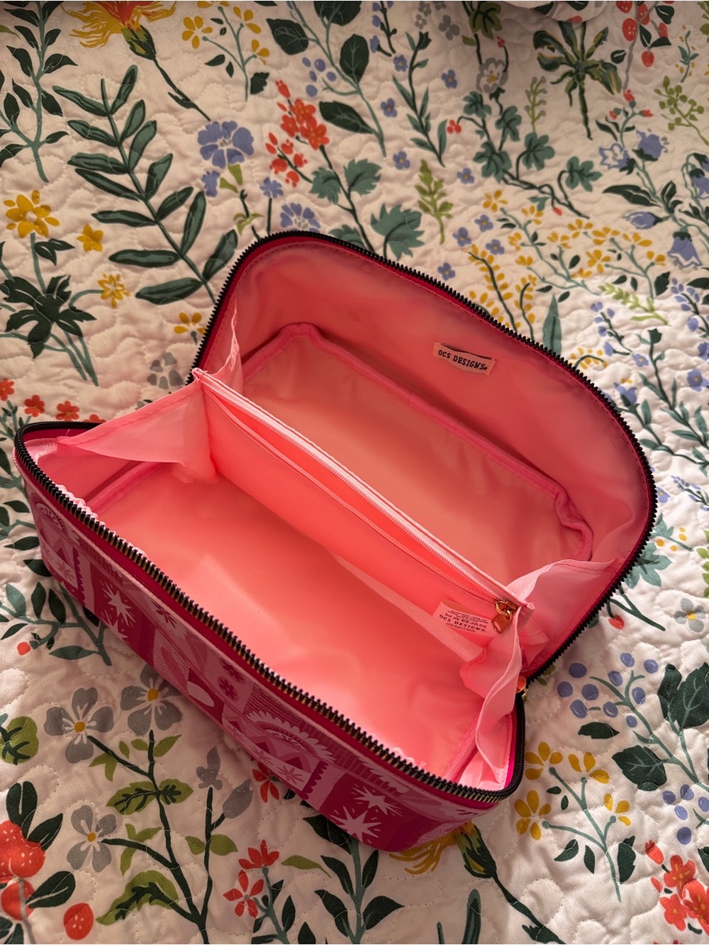 Pink Patterned Cosmetic Case - Picture 2 of 3